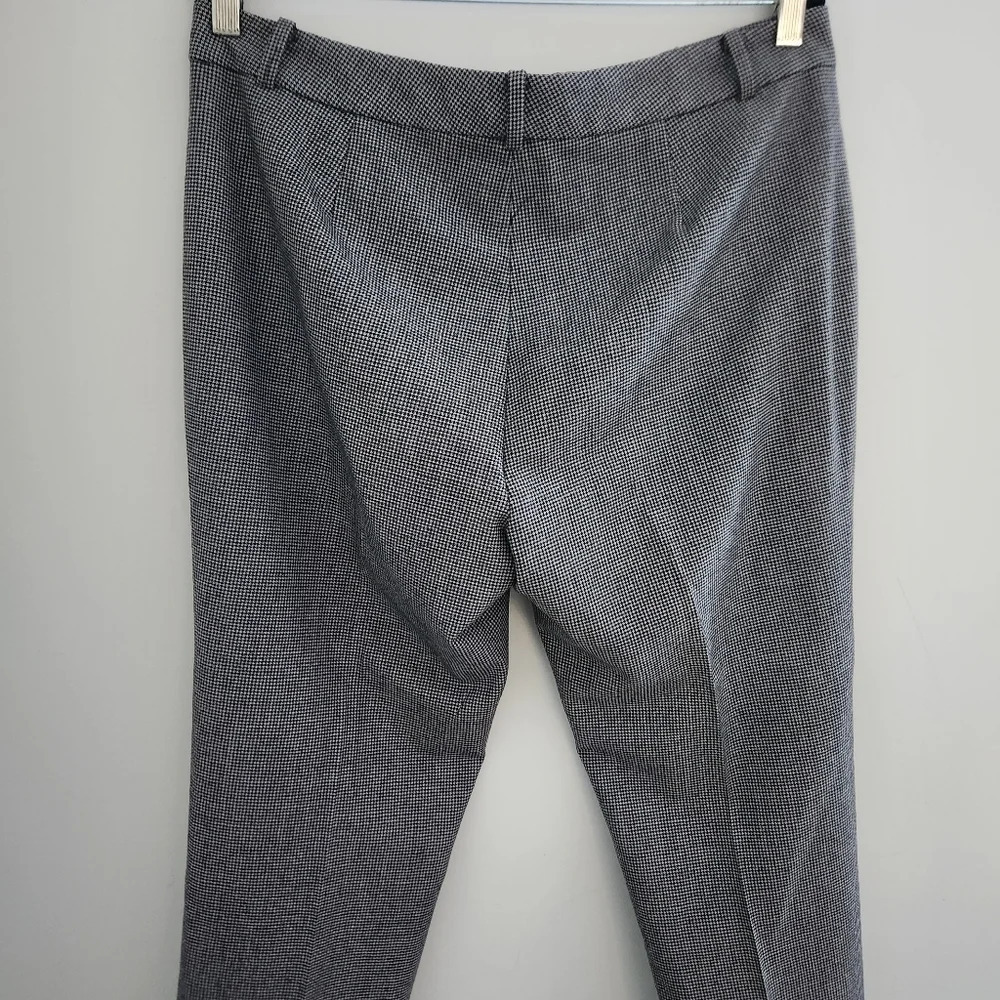 Lauren Ralph Lauren | Houndstooth Straight Leg Wool Leather Pants - Size 12 - Picture 8 of 14